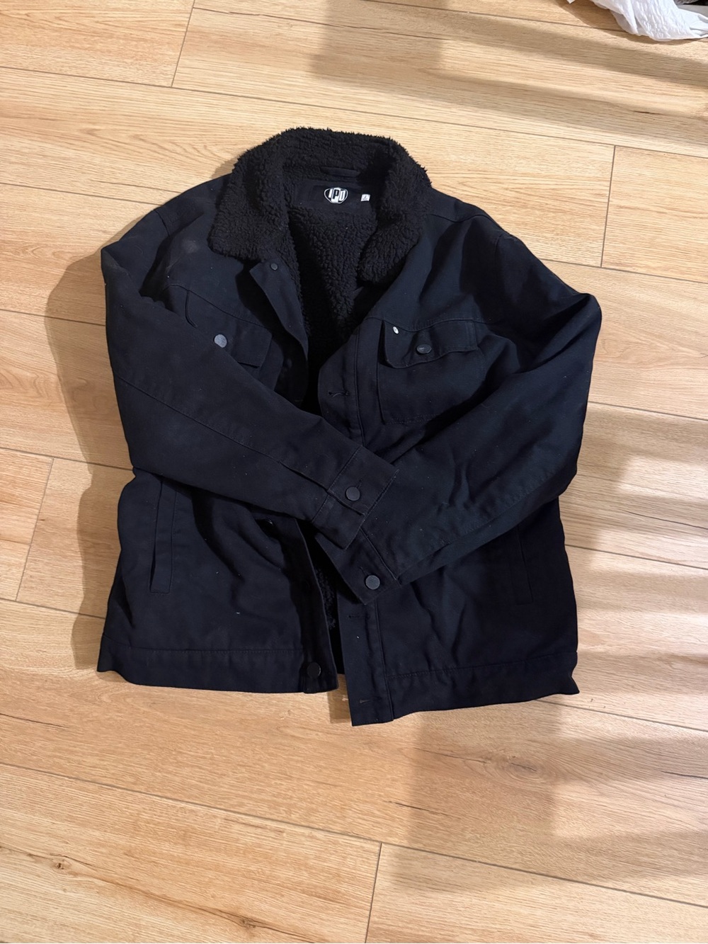 Men's Black Sherpa-Lined Jacket